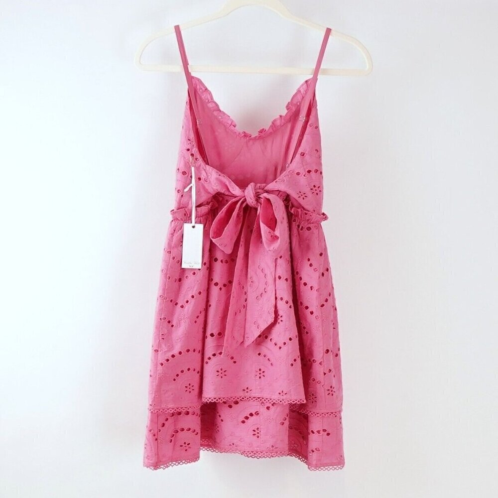 Winston White Francesca Eyelet Tie Back Baydoll Mini Dress Pink - XS - NWT - Picture 3 of 7